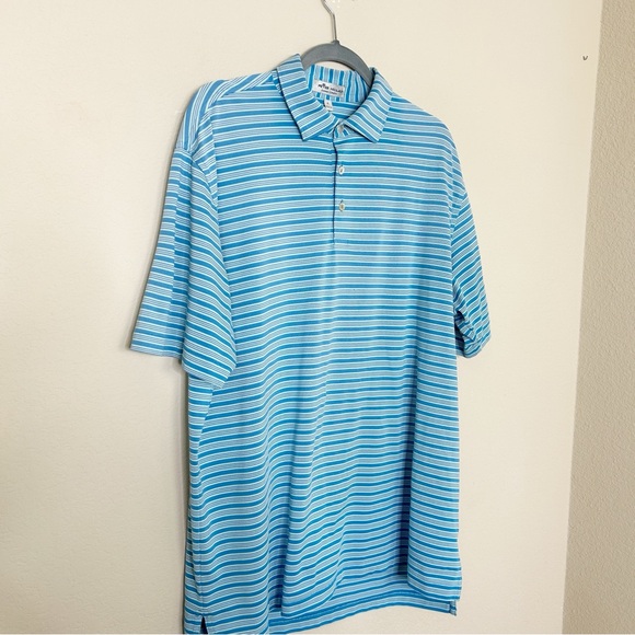 Peter Millar Men’s Summer Comfort Golf Polo | Size Large | Blue Striped - Picture 2 of 7